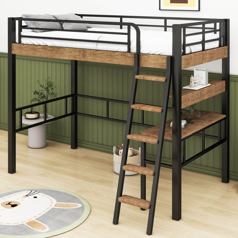 Mason & Marbles Watheroo Metal Kids Metal Loft Bed with Builtin Desk